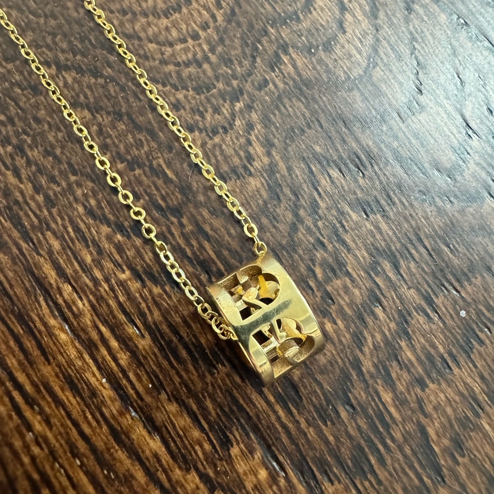 Gold Barrel Initial B Pendant Necklace - Elegant Everyday Jewelry